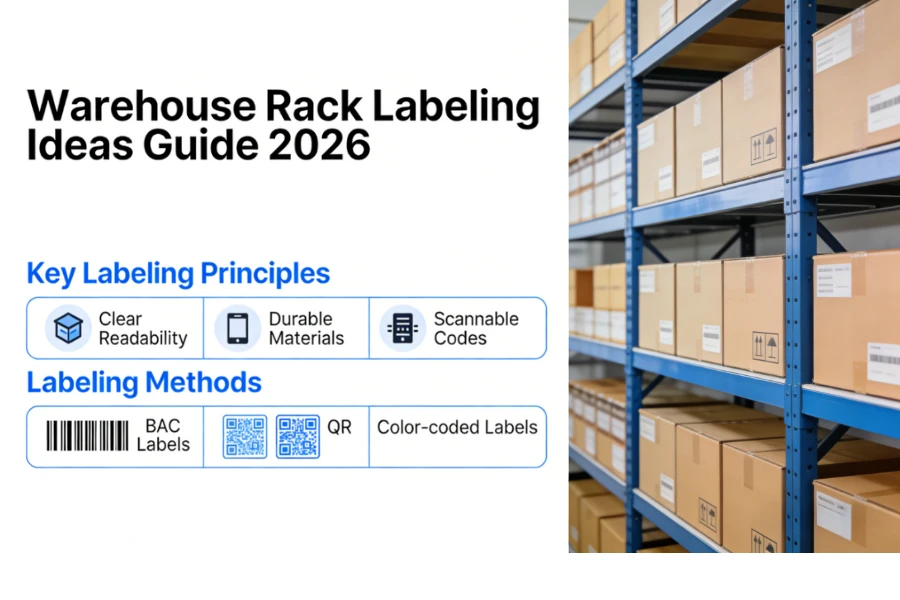 Guida pe-e idee pe l'etichettatua do rack de magazzin 2026