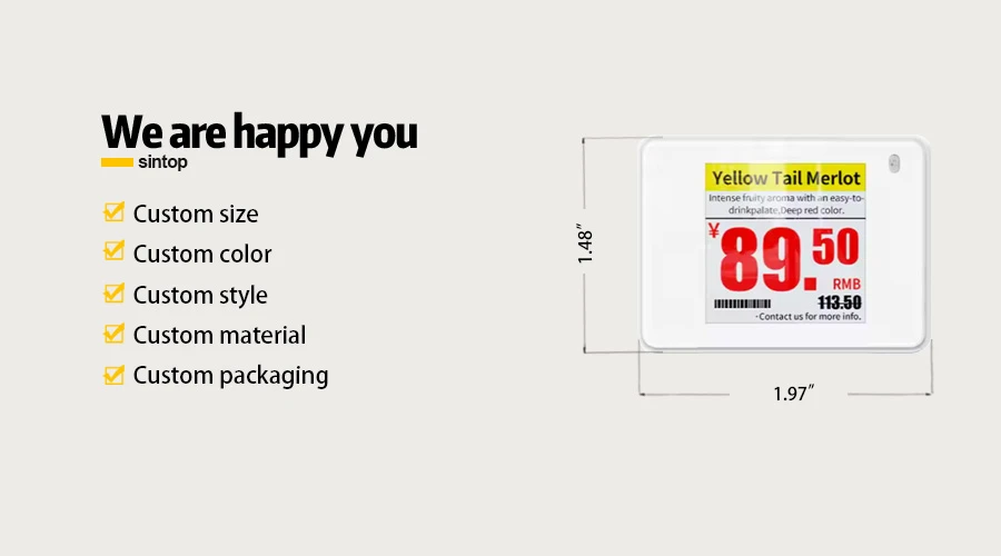1.54 inch Four Color Electronic price Tag